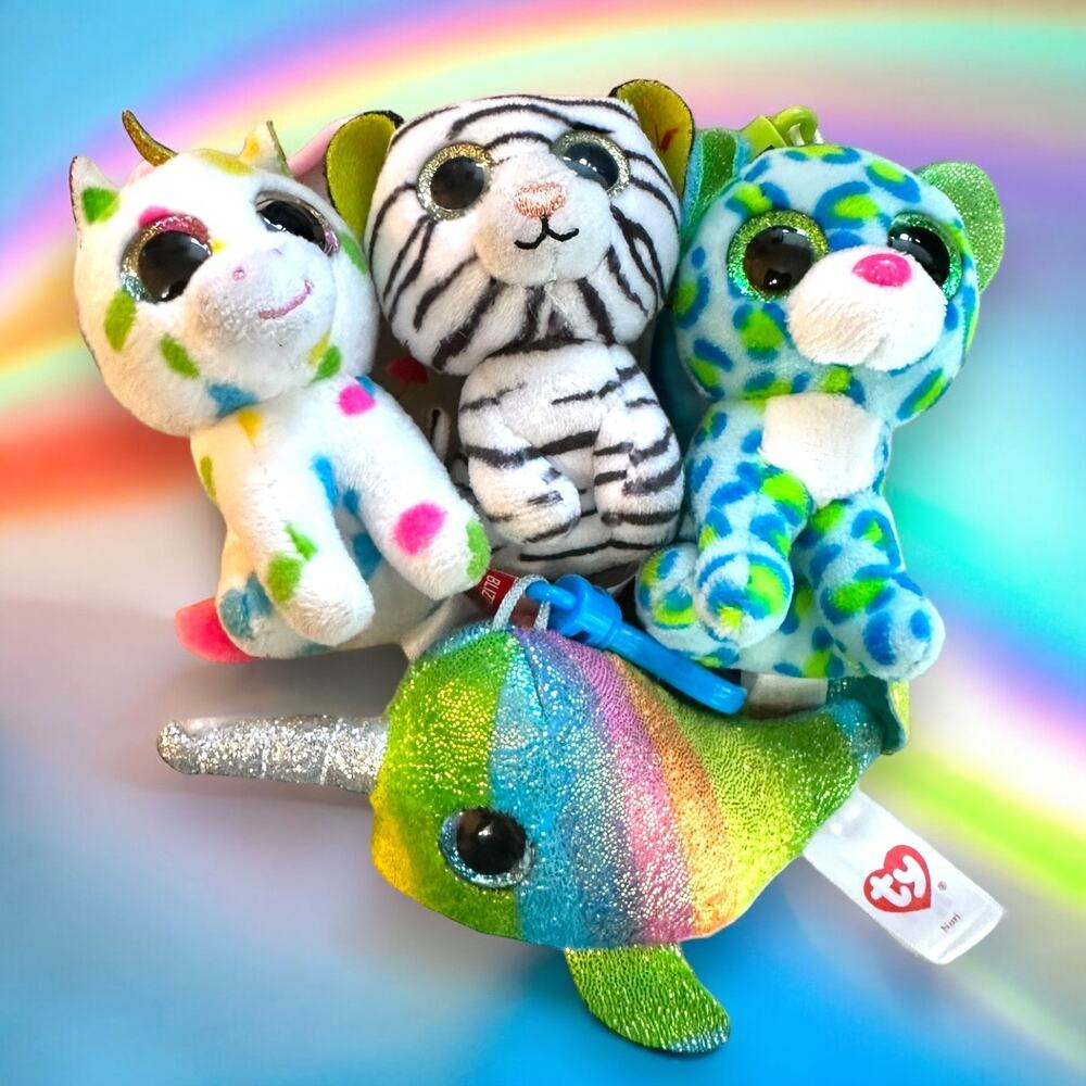 Ty Beanie Boos Collection Key Clip Collection Set of 4 EUC